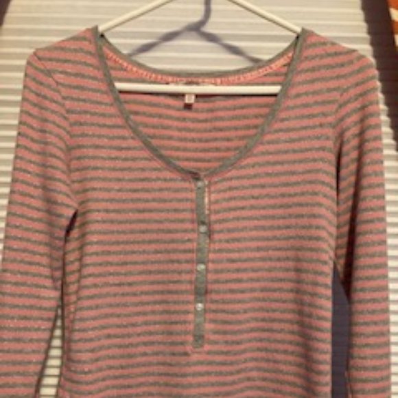 Victoria Secret Scoop Neck, Henley striped waffle top - Picture 3 of 7